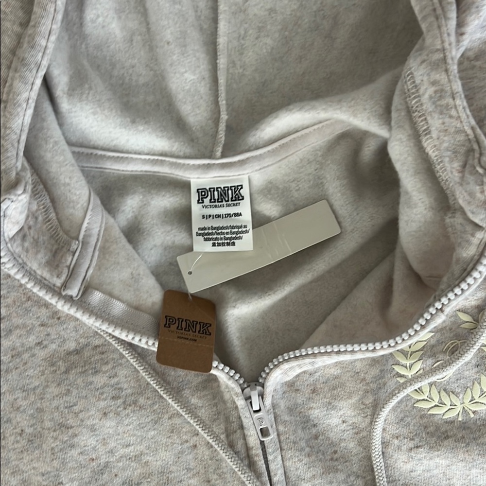 PINK Victoria's Secret Heathered Gray Zip-Up Hoodie - Picture 2 of 3